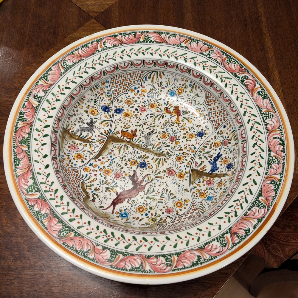 Handcrafted Floral Ceramic Bowl Portugal